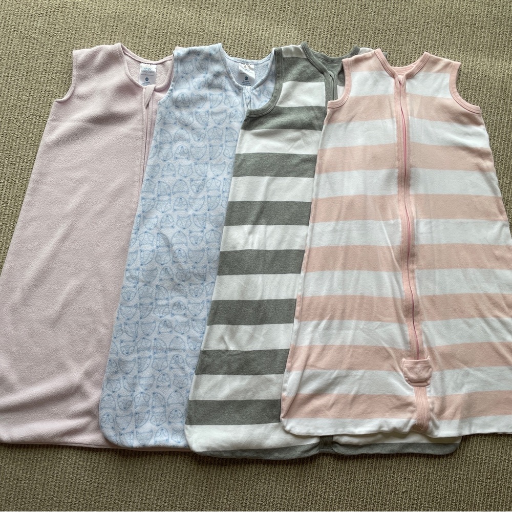 Bundle of 4 Baby Sleep Sacks from Halo and Burts Bees